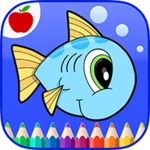 ocean animals coloring book android application logo